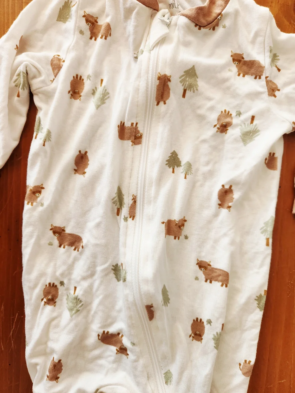 NWOT Milkberry 3-6 Month Bamboo Highland Cow/Yak Print Footie